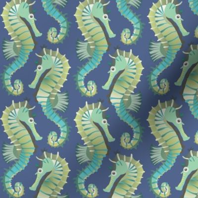 Seahorses on parade (dark blue)