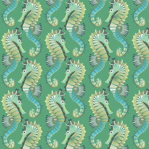 Seahorses on parade (sea-green)