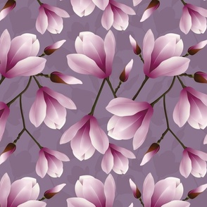 Purple botanicals magnolias - WALLPAPER