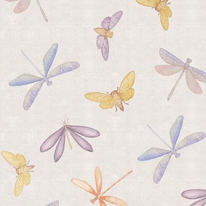 dragonfly + moth non-directional wallpaper