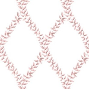 mary | leafy diamond trellis vines in ballet pink on white