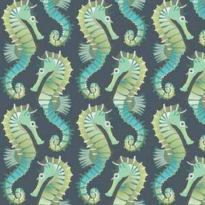 Seahorses on parade (grey-green)