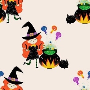 Halloween Witch on Cauldron with Potions Pearl