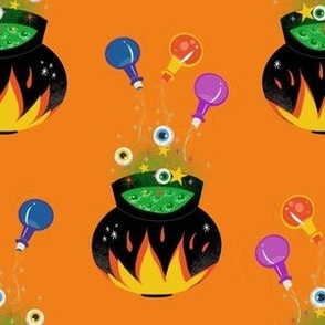 Halloween Witch Cauldron Potions Orange