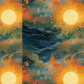monet paints japanese sun and sea