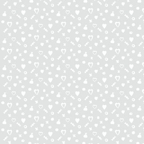 micro-Sweets and hearts - white on platinum grey background  - gender neutral girl or boy nursery