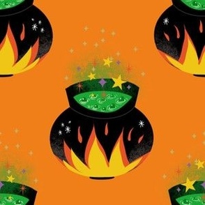 Halloween Witch Cauldron Orange