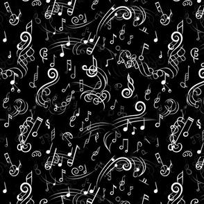 music pattern in black and white