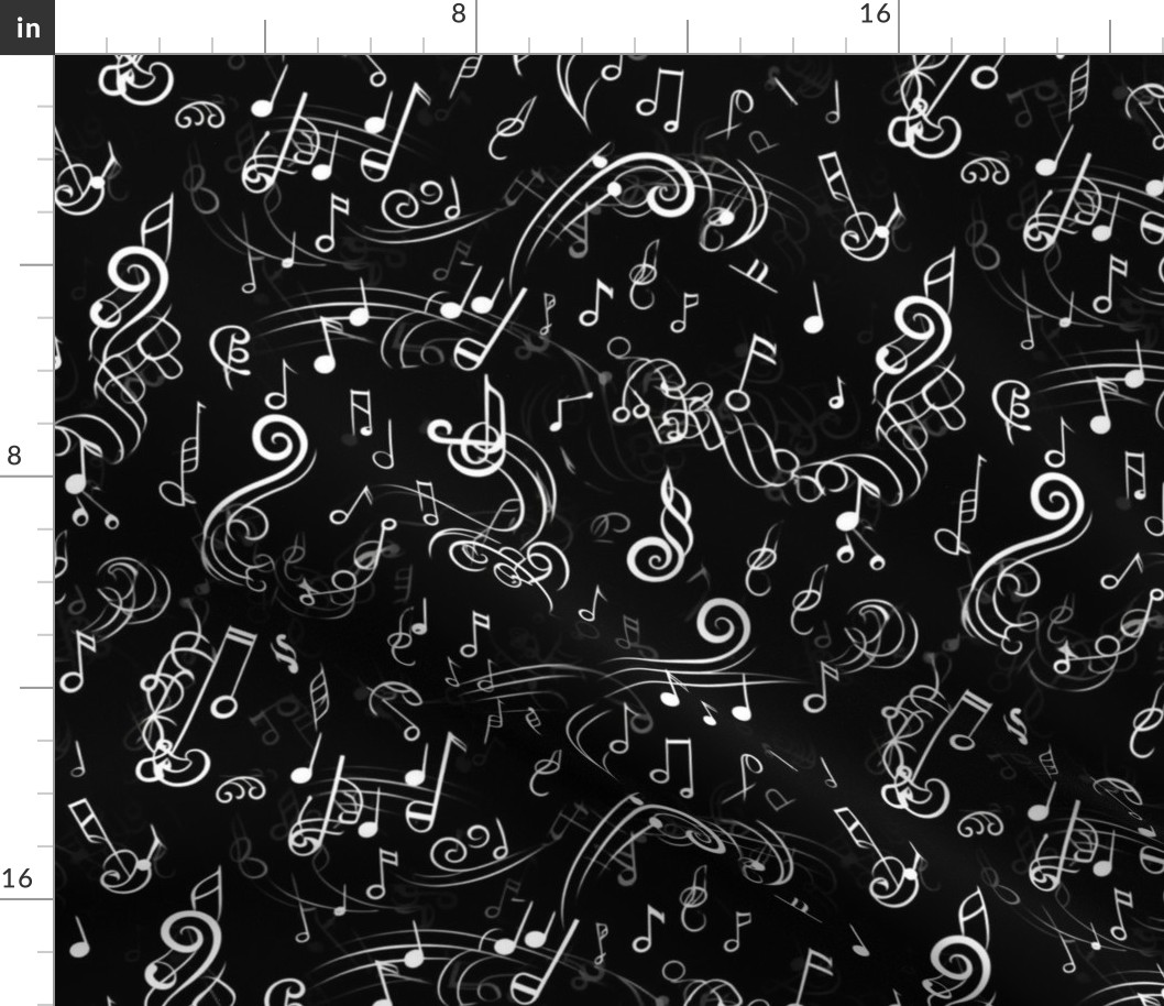 music pattern in black and white