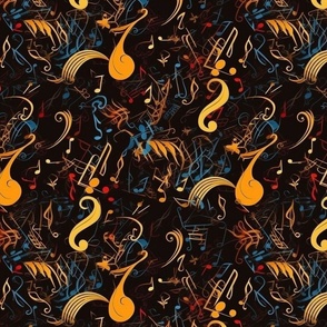 music pattern in gold and black