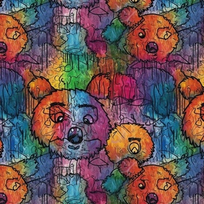 neo expressionism rainbow teddy bear 