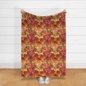 Summer Berries and Gold  Silk Marble - Red, Yellow, Orange, Pink Liquid Paint Pattern