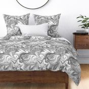 Grey and White Silk Marble - Liquid Paint Pattern 