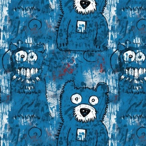 neo expressionism blue bear cartoon