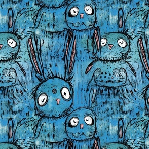 neo expressionism blue bunnies 