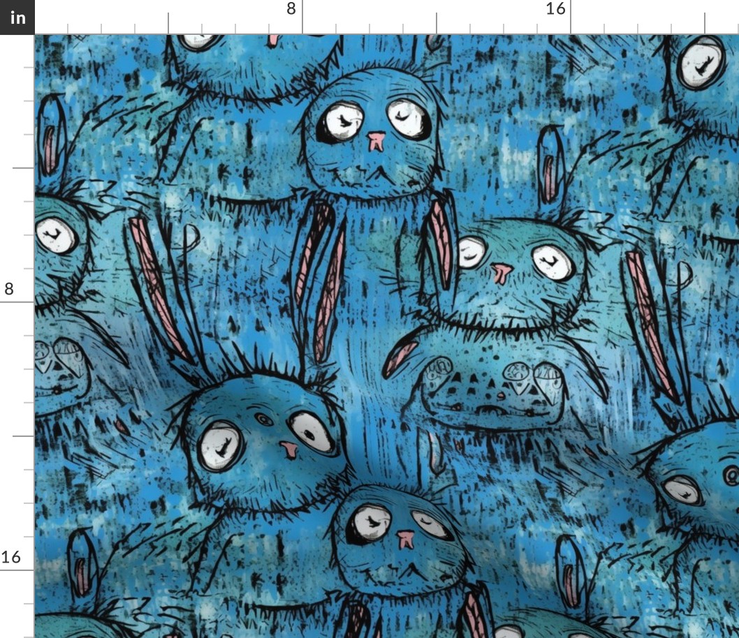 neo expressionism blue bunnies 