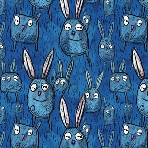 neo expressionism blue bunny grunge