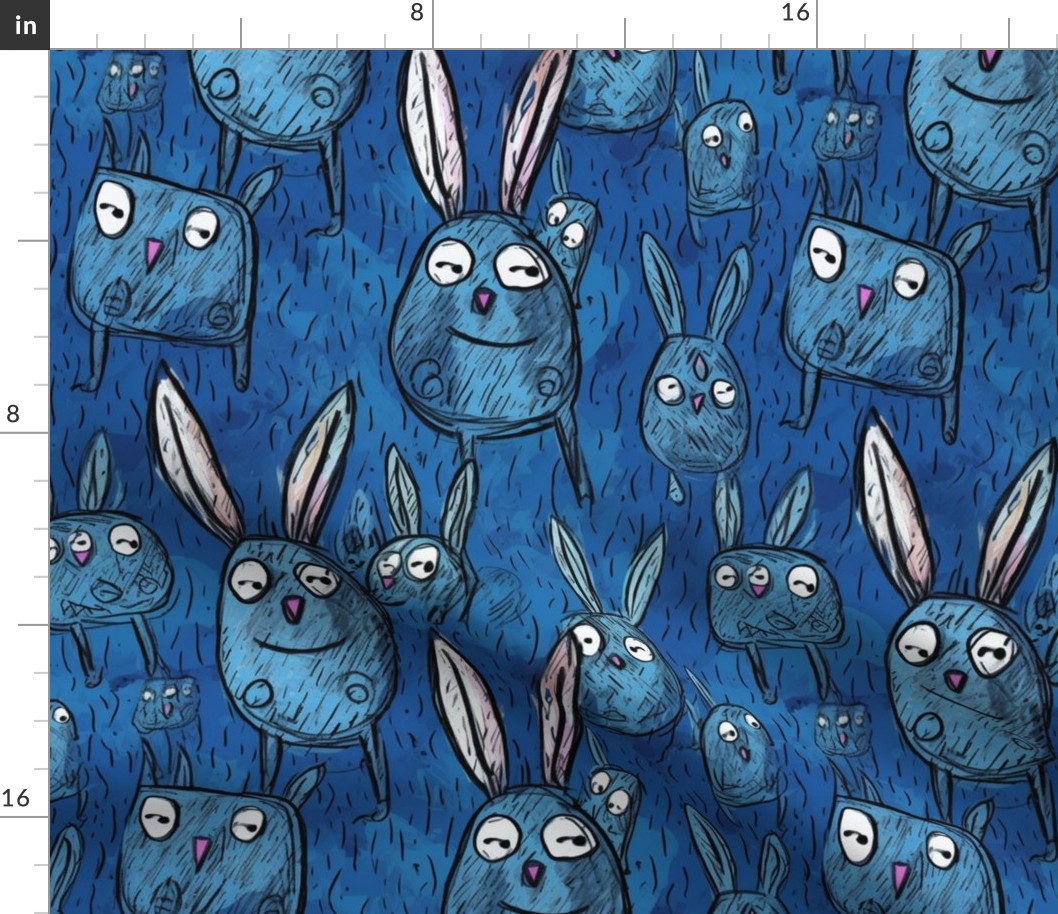 neo expressionism blue bunny grunge