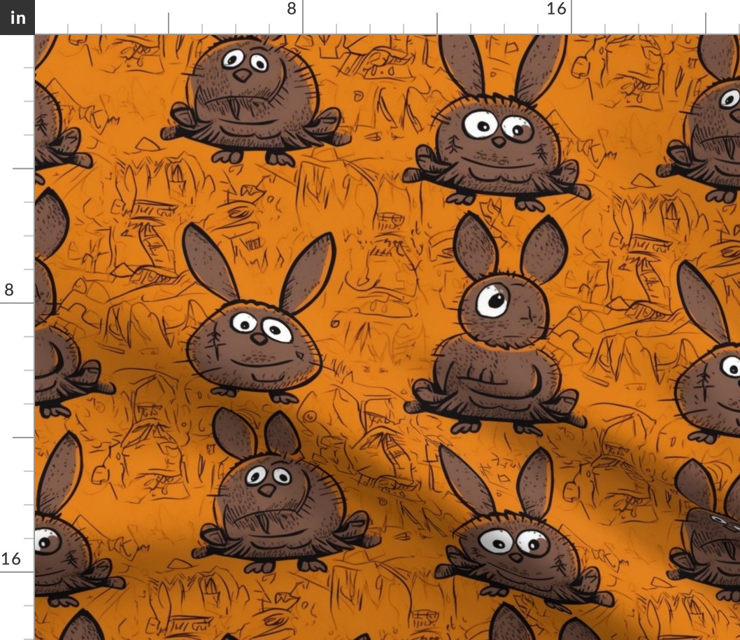 neo expressionism brown rabbit cartoon