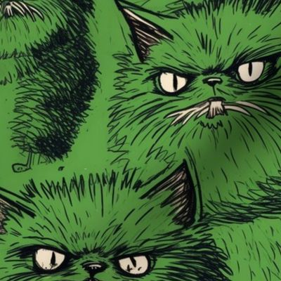 neo expressionism green cat 