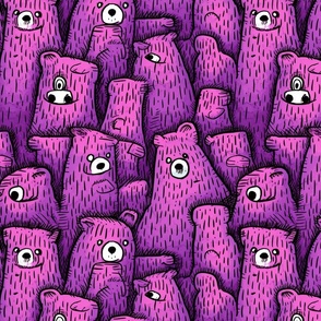 neo expressionism grunge cartoon pink and purple bears
