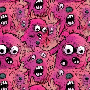 neo expressionism pink bear in terror