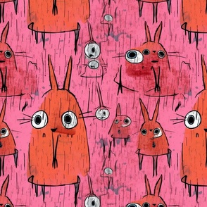 neo expressionism pink and orange bunny 