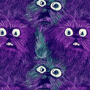 neo expressionism purple cat cartoon
