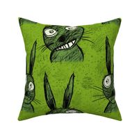 neo expressionism rabbits in green 