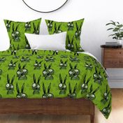 neo expressionism rabbits in green 