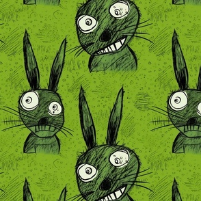neo expressionism rabbits in green 