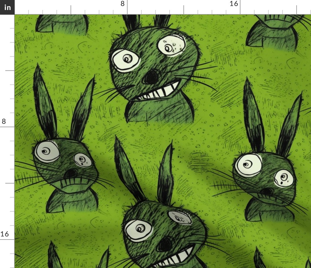 neo expressionism rabbits in green 