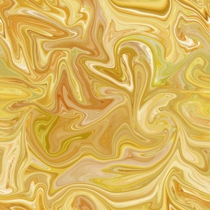 Golden Yellow Silk Marble - Liquid Paint Pattern