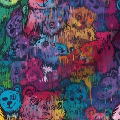 neo expressionism trippy rainbow bears 