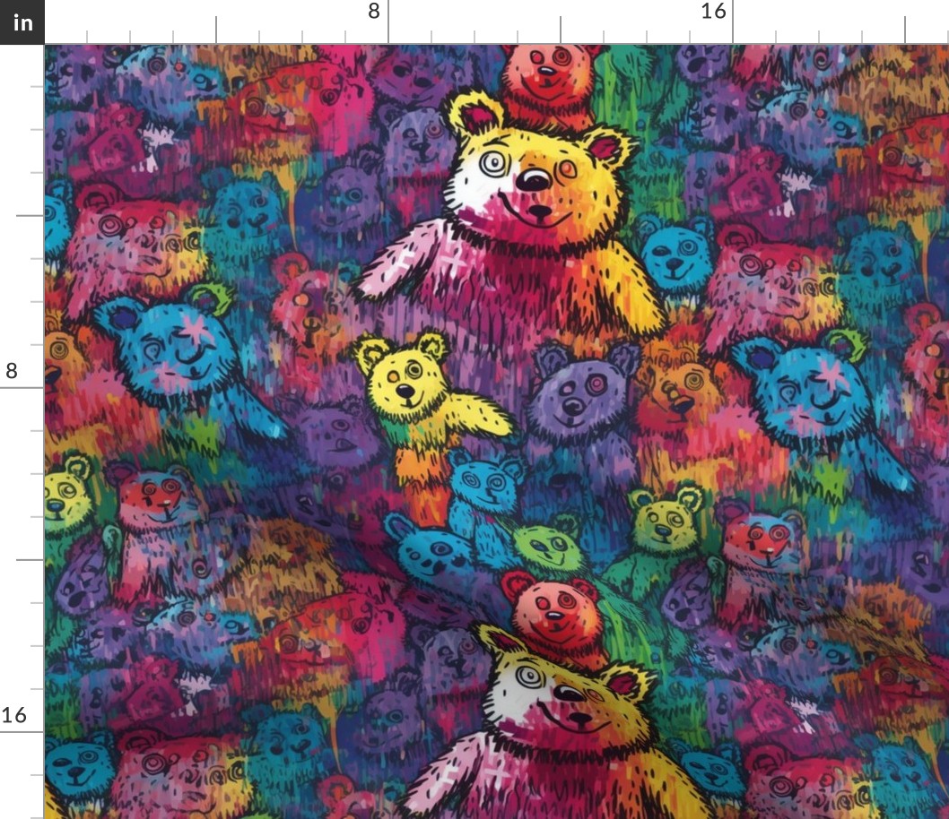 neo expressionism trippy rainbow bears 
