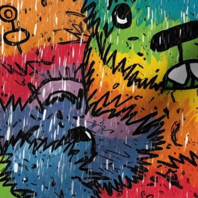 neo expressionism rainbow bears cartoon