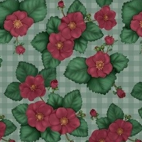 RSVD - VTG Strawberry Strawberries Floral Cotton Fabric ~Red Green White  Yellow