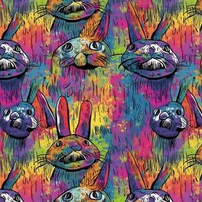neo expressionism rainbow rabbit graffiti
