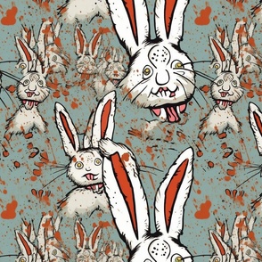neo expressionism trippy white rabbit 