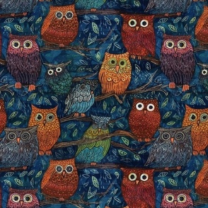 owls batik in a tree