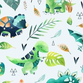 Dinosaurs – Dinosaur Fabric, Baby Boy Fabric, Dinosaur Bedding, Nursery Design Teal Blue Green Dinos (large, ice blue)