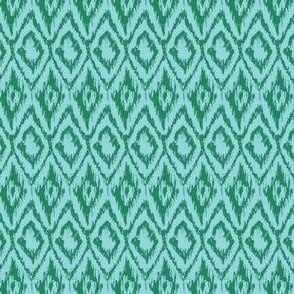 Ikat Diamond Emerald and Pale Turquoise Small by Autumn Hathaway