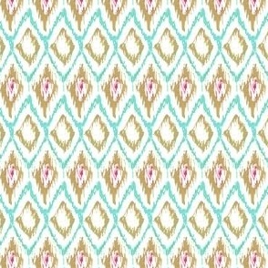 Ikat Diamond Olive and Turquoise Small