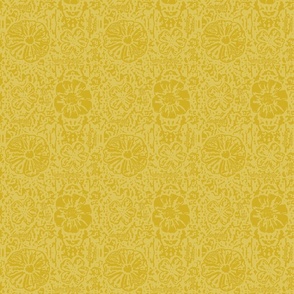 6" SMALL Golden Floral Block Print