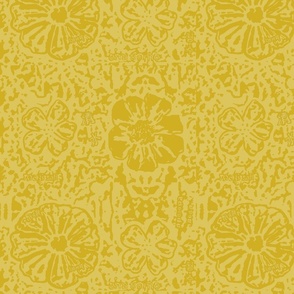 12" Golden Floral Block Print