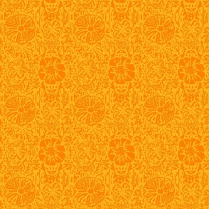 6" SMALL Tangerine/Mango Floral Block Print