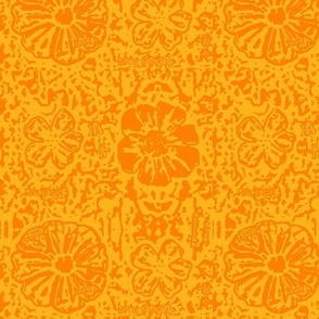 12" Tangerine/Mango Floral Block Print