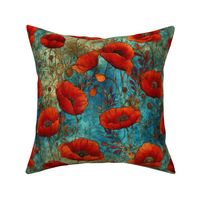 red poppies batik 