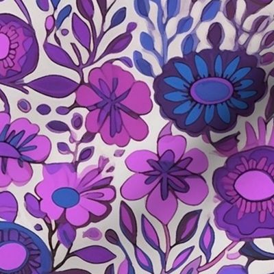 purple folk art flowers 