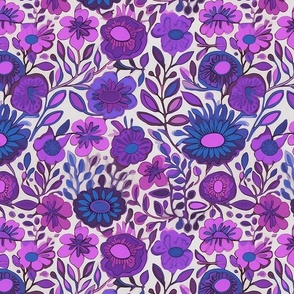 purple folk art flowers 